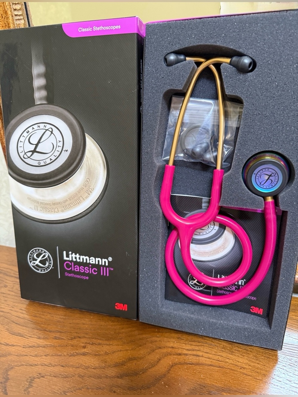 Littmann Classic III Stethoscope 5806- Rasberry and gold colored.  (Boxed)